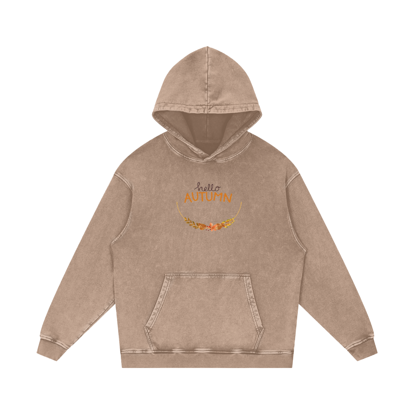 Snow Washed Loose Cotton Printed Hoodie