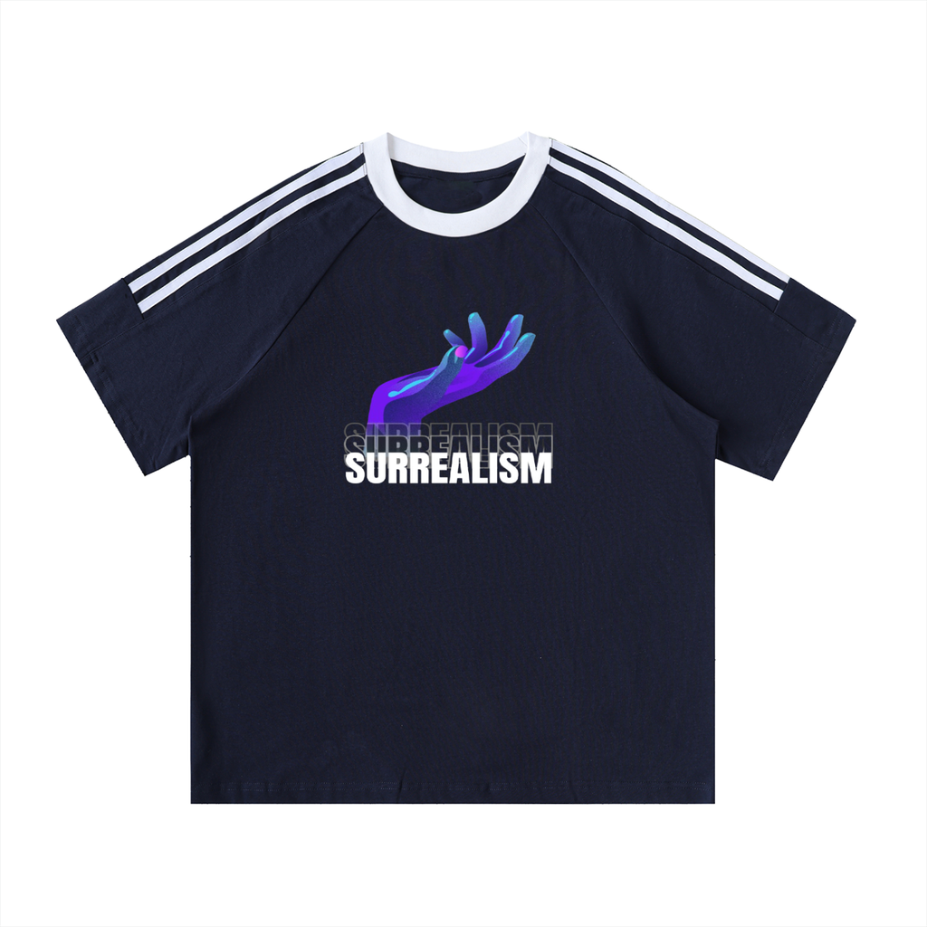 Contrast Tape Crewneck Cotton T-Shirt
