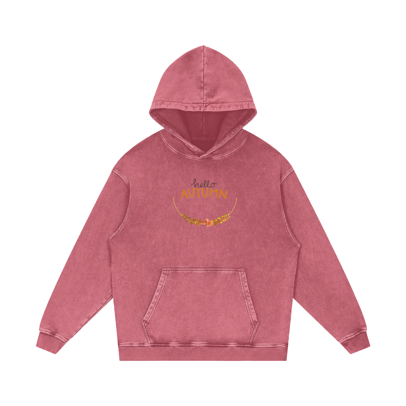 Snow Washed Loose Cotton Printed Hoodie