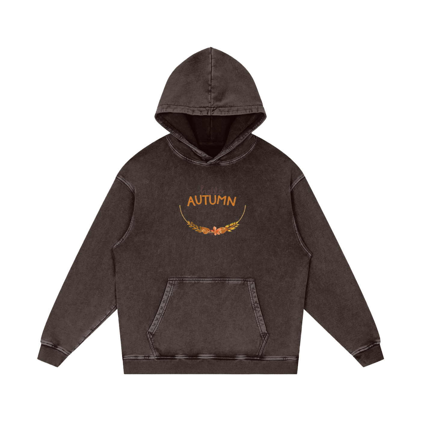 Snow Washed Loose Cotton Printed Hoodie