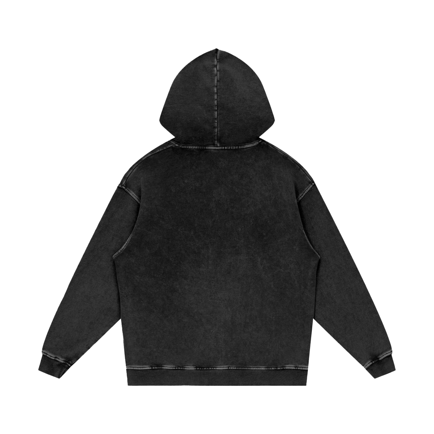 Snow Washed Loose Cotton Printed Hoodie