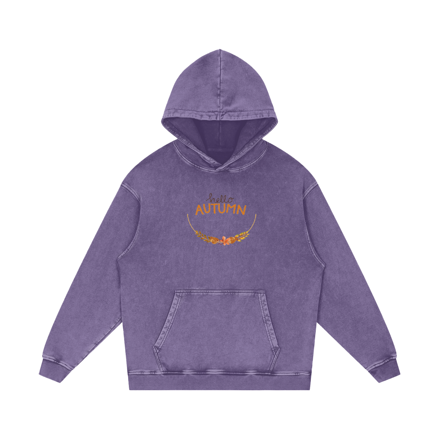 Snow Washed Loose Cotton Printed Hoodie